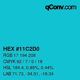 颜色代码: HEX #11C2D0 | qconv.com