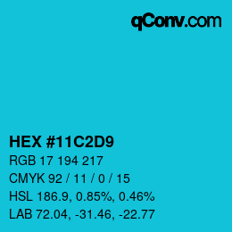 Color code: HEX #11C2D9 | qconv.com