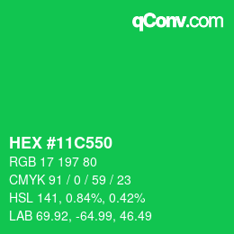 颜色代码: HEX #11C550 | qconv.com