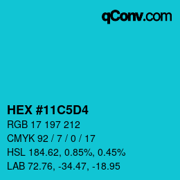 カラーコード: HEX #11C5D4 | qconv.com
