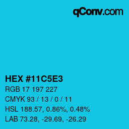 Farbcode: HEX #11C5E3 | qconv.com