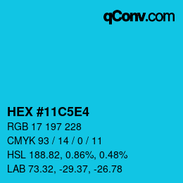 カラーコード: HEX #11C5E4 | qconv.com