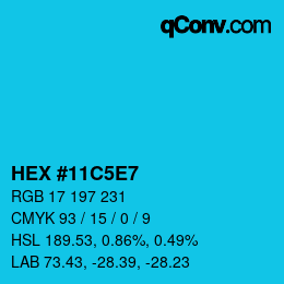 カラーコード: HEX #11C5E7 | qconv.com