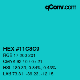Color code: HEX #11C8C9 | qconv.com