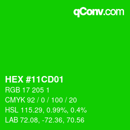 Código de color: HEX #11CD01 | qconv.com