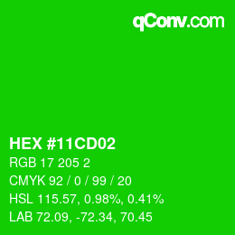 Código de color: HEX #11CD02 | qconv.com