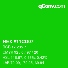 颜色代码: HEX #11CD07 | qconv.com