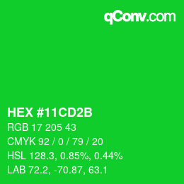 カラーコード: HEX #11CD2B | qconv.com