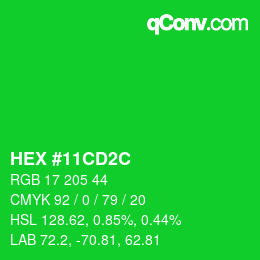 Code couleur: HEX #11CD2C | qconv.com