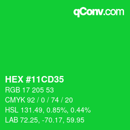 カラーコード: HEX #11CD35 | qconv.com