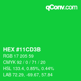 Code couleur: HEX #11CD3B | qconv.com