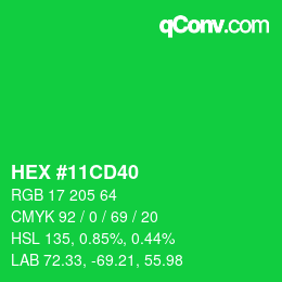 颜色代码: HEX #11CD40 | qconv.com