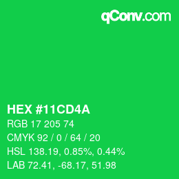 Farbcode: HEX #11CD4A | qconv.com