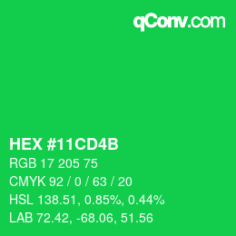 カラーコード: HEX #11CD4B | qconv.com