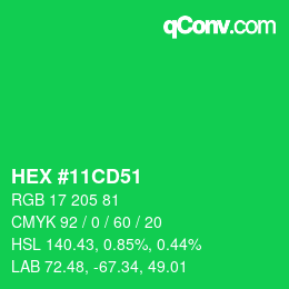Código de color: HEX #11CD51 | qconv.com