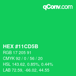 Code couleur: HEX #11CD5B | qconv.com
