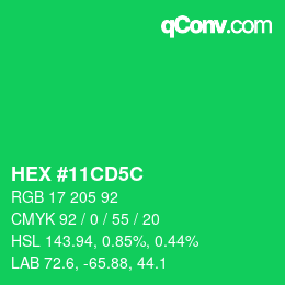 颜色代码: HEX #11CD5C | qconv.com