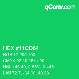 颜色代码: HEX #11CD64 | qconv.com