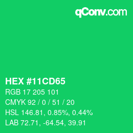 カラーコード: HEX #11CD65 | qconv.com