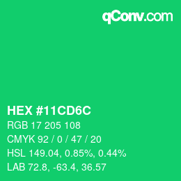 Código de color: HEX #11CD6C | qconv.com