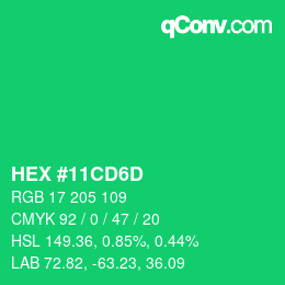 Código de color: HEX #11CD6D | qconv.com