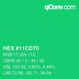 颜色代码: HEX #11CD70 | qconv.com