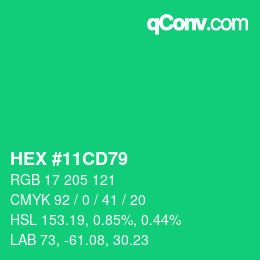 颜色代码: HEX #11CD79 | qconv.com