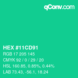 颜色代码: HEX #11CD91 | qconv.com