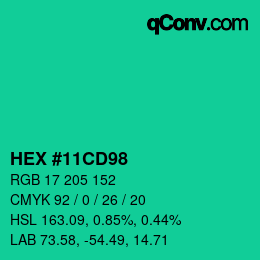 Color code: HEX #11CD98 | qconv.com