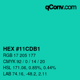 Farbcode: HEX #11CDB1 | qconv.com
