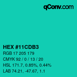 Farbcode: HEX #11CDB3 | qconv.com