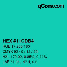 カラーコード: HEX #11CDB4 | qconv.com