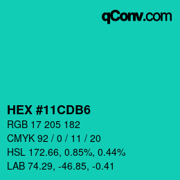 Farbcode: HEX #11CDB6 | qconv.com