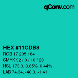 Farbcode: HEX #11CDB8 | qconv.com