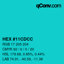 Color code: HEX #11CDCC | qconv.com