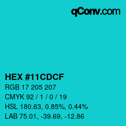Code couleur: HEX #11CDCF | qconv.com