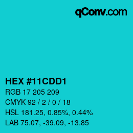 Code couleur: HEX #11CDD1 | qconv.com