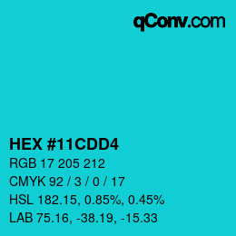 颜色代码: HEX #11CDD4 | qconv.com