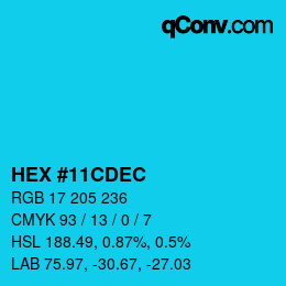 カラーコード: HEX #11CDEC | qconv.com