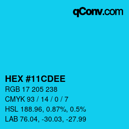 Código de color: HEX #11CDEE | qconv.com