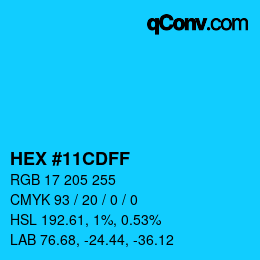 Color code: HEX #11CDFF | qconv.com