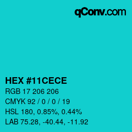 Color code: HEX #11CECE | qconv.com