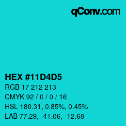 颜色代码: HEX #11D4D5 | qconv.com