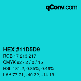 カラーコード: HEX #11D5D9 | qconv.com