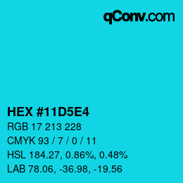 カラーコード: HEX #11D5E4 | qconv.com