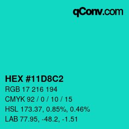 Color code: HEX #11D8C2 | qconv.com