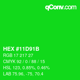 Color code: HEX #11D91B | qconv.com
