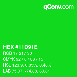 Color code: HEX #11D91E | qconv.com