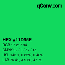 Color code: HEX #11D95E | qconv.com