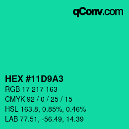 Color code: HEX #11D9A3 | qconv.com